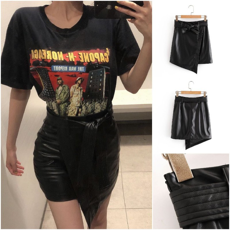 58808 Black Leather Skirt / Rok Mini Kulit Hitam Sexy