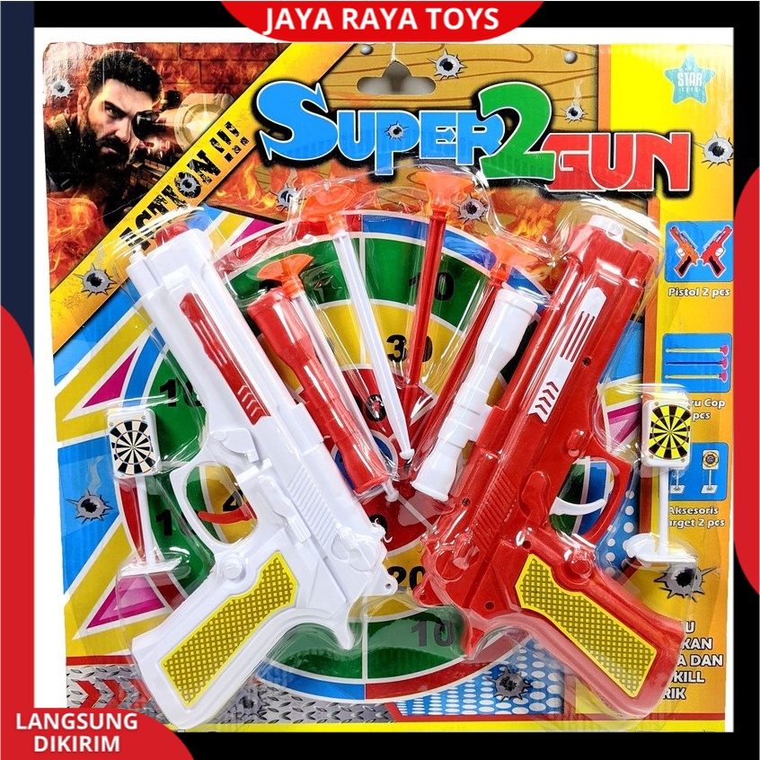 ( PROMO) ISI 2 PCS Mainan AnakTembak Tembakan Pistol Ketapel Super Gun Set Edukasi Anak Peluru Karet