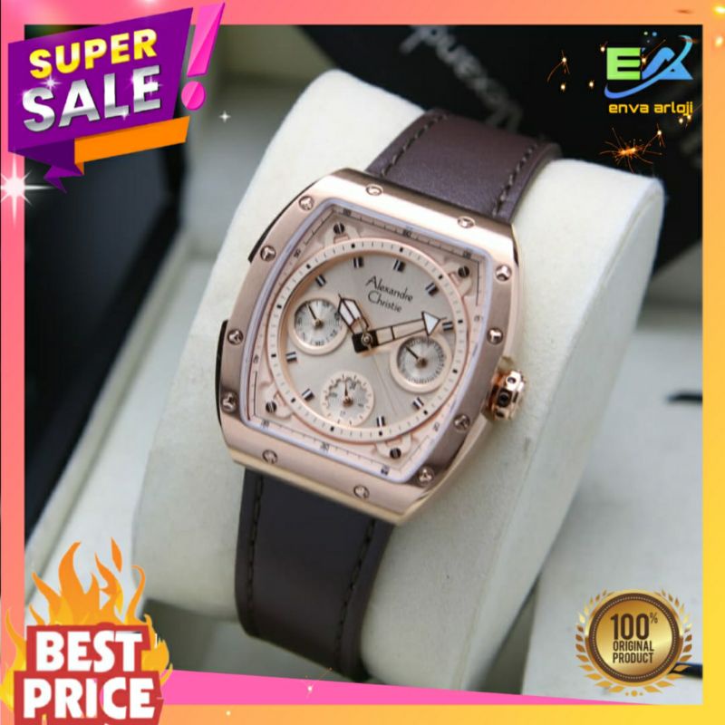 JAM ALEXANDER CHRISTIE WANITA AC 6411 ORIGINAL TERBARU MURAH ORI TALI KULIT LEATHER