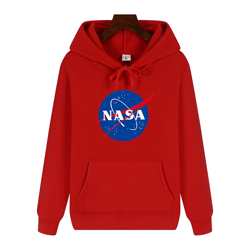 ⭐️⭐️⭐️⭐️⭐️ HOODIE Autumn and winter tide brand NASA logo plus fleece hooded sweater men and women yo
