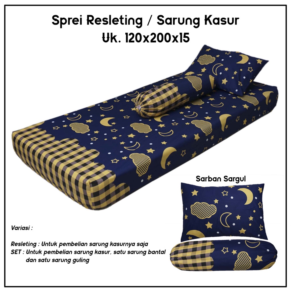 Sprei Resleting Sarung Kasur Busa Spray Homemade No 3 Ukuran 120x200x15