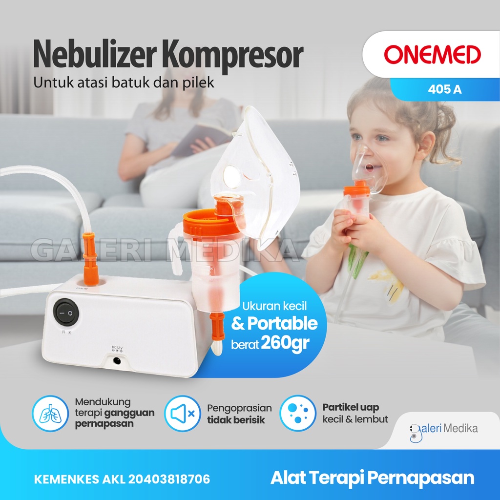 Nebulizer Onemed 405A Compressor Nebuliser - Alat Terapi Pernapasan / Uap