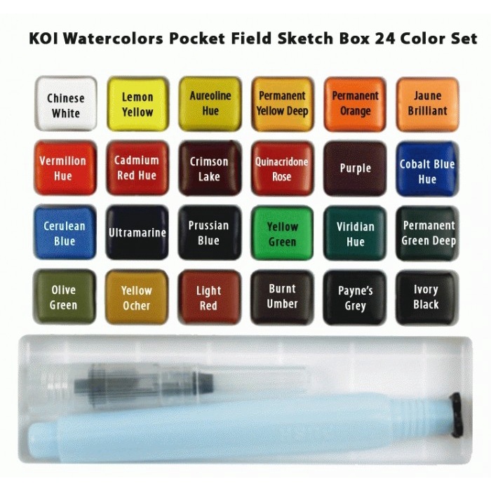 

air-cat- sakura koi water colors pocket field sketch box 24 warna -cat-air.