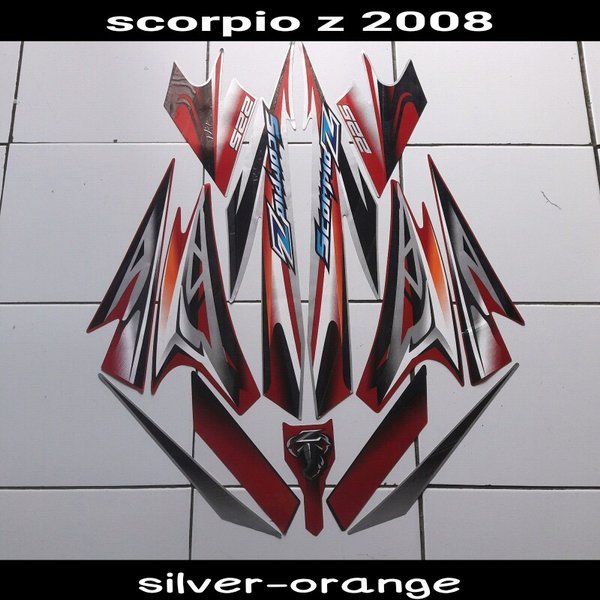 Stiker motor scorpio z 2008 silver-orange