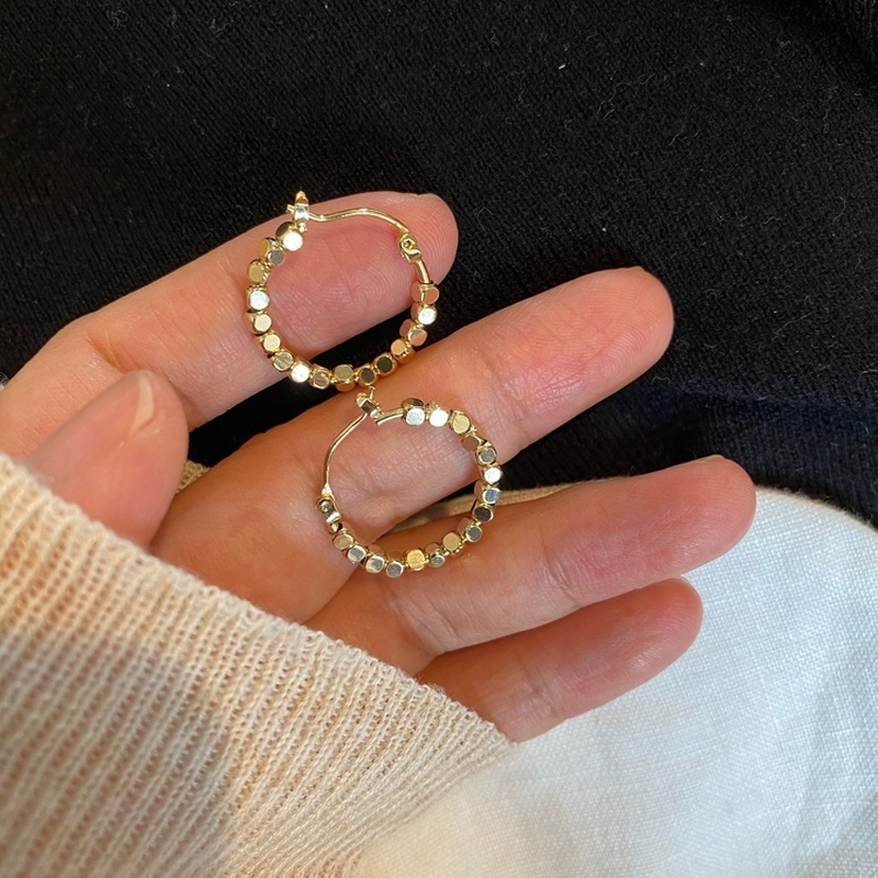 Anting Stud Bentuk Geometris Warna Emas Gaya Vintage Korea Minimalis Untuk Wanita