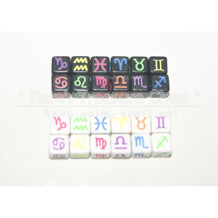 Zodiac Signs Dice Beads | Mote Dadu Simbol Zodiak
