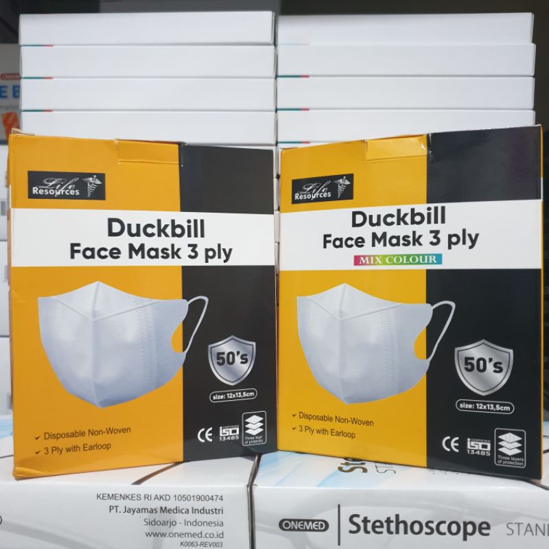 Masker Duckbill 3 Ply isi 50 Pcs Life Resources Mirip Masker Duckbill Sensi