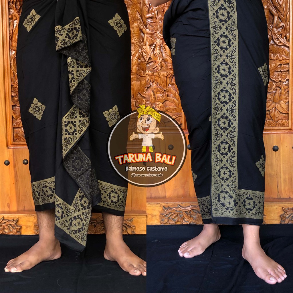 Kamen Rayon Hitam Motif Patra Ukir 2 Lembut Pakaian Adat Bali