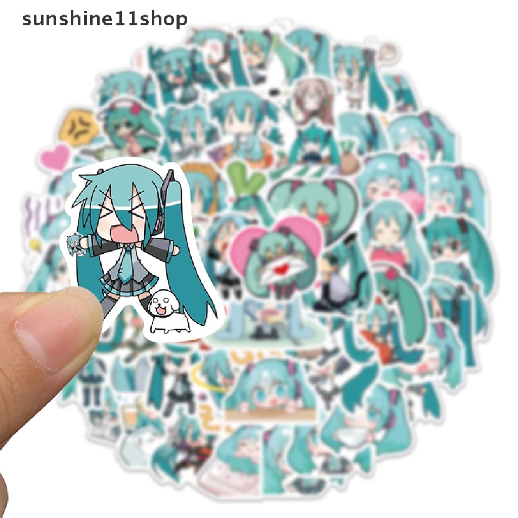 Sho 65Pcs Stiker Graffiti Kartun Hatsune Miku Untuk Gitar / Koper / Laptop