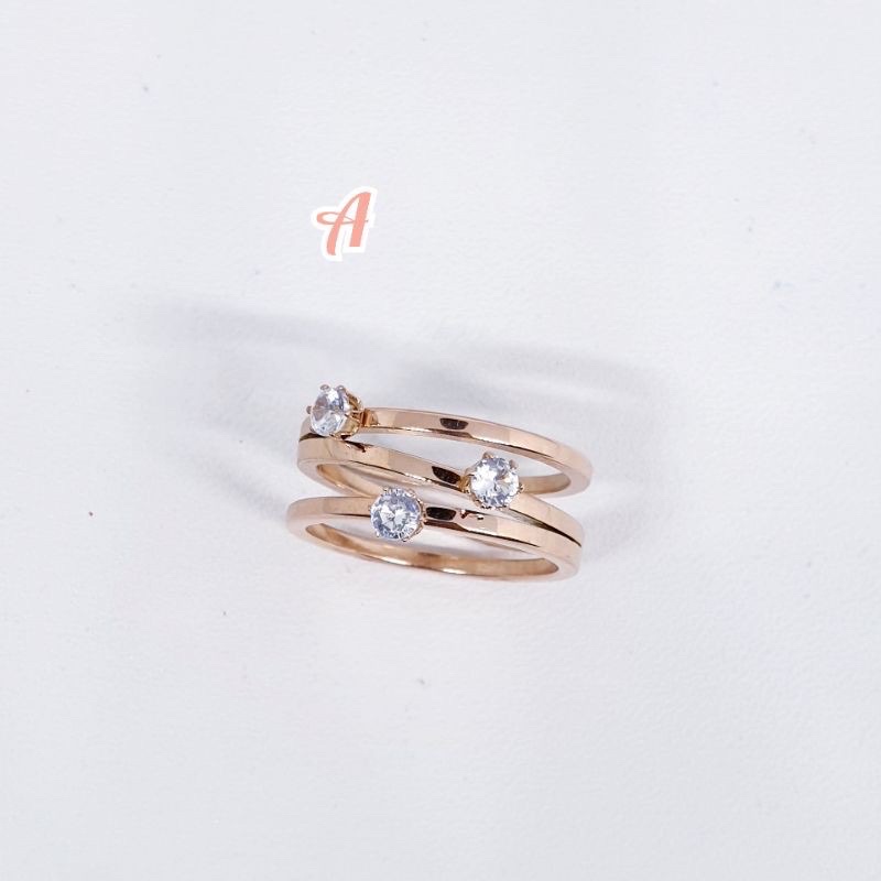 Cincin titanium permata pentol anti karat tidak alergi