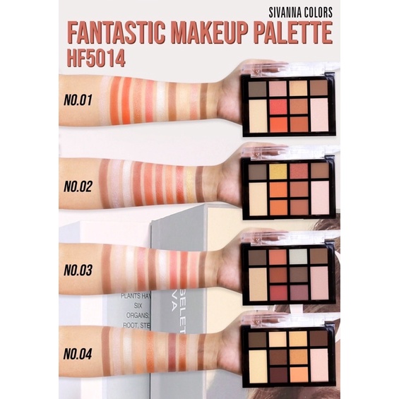 SIVANNA COLORS FANTASTIC MAKEUP PALETTE HF5014/EYESHADOW/WATERPROOF/TAHAN LAMA