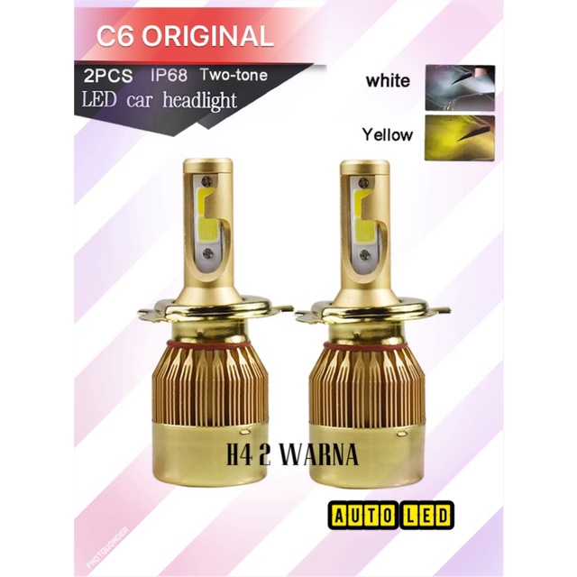 Lampu Led Mobil H4 2 Warna Putih Kuning A00241