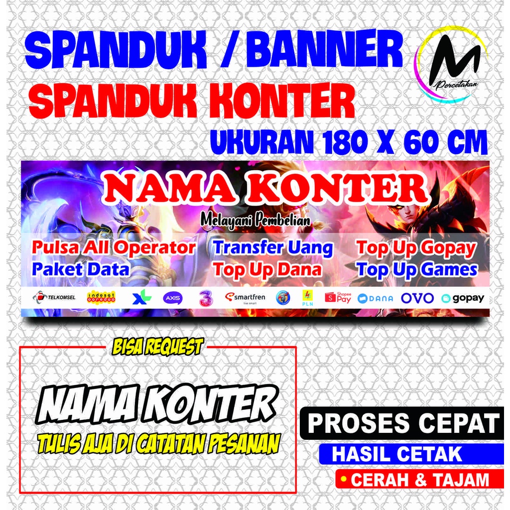 Spanduk Konter Background Game - Ukuran 180x60