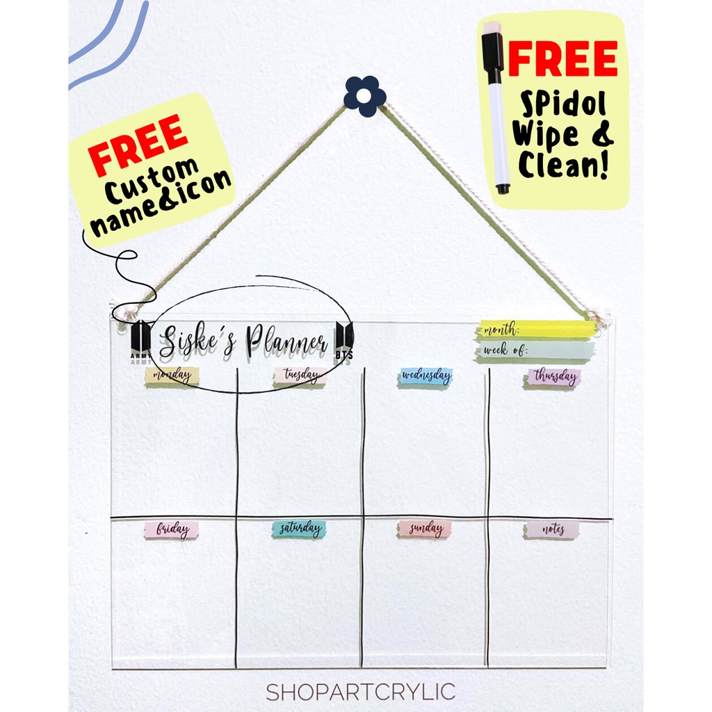 

(GANTUNG) Custom Acrylic Weekly Planner / To Do List / Monthly Planner