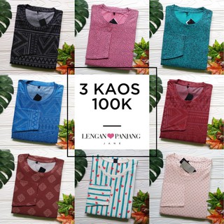  BAJU  LENGAN PANJANG WANITA KAOS  LENGAN PANJANG MOTIF  