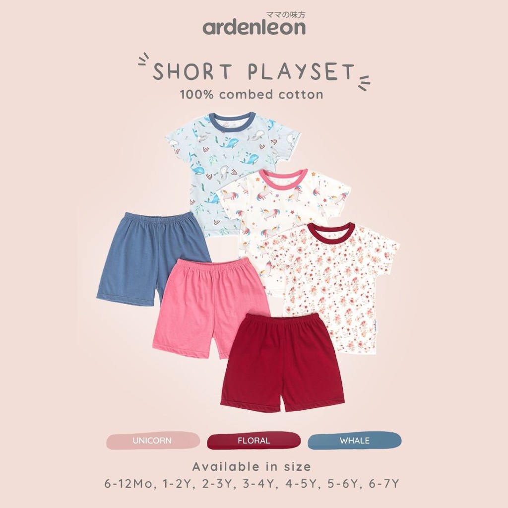 [Size 3L-5L] Ardenleon Print Short Playset Setelan Pendek Celana Pendek Motif Anak