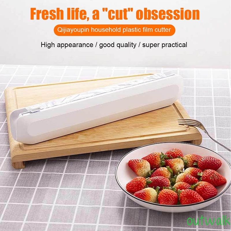 Wrap Dispenser Cutter Kitchen Tool Foil Cling Film Wrap Dispenser Plastic Sharp Cutter Storage Holder owt