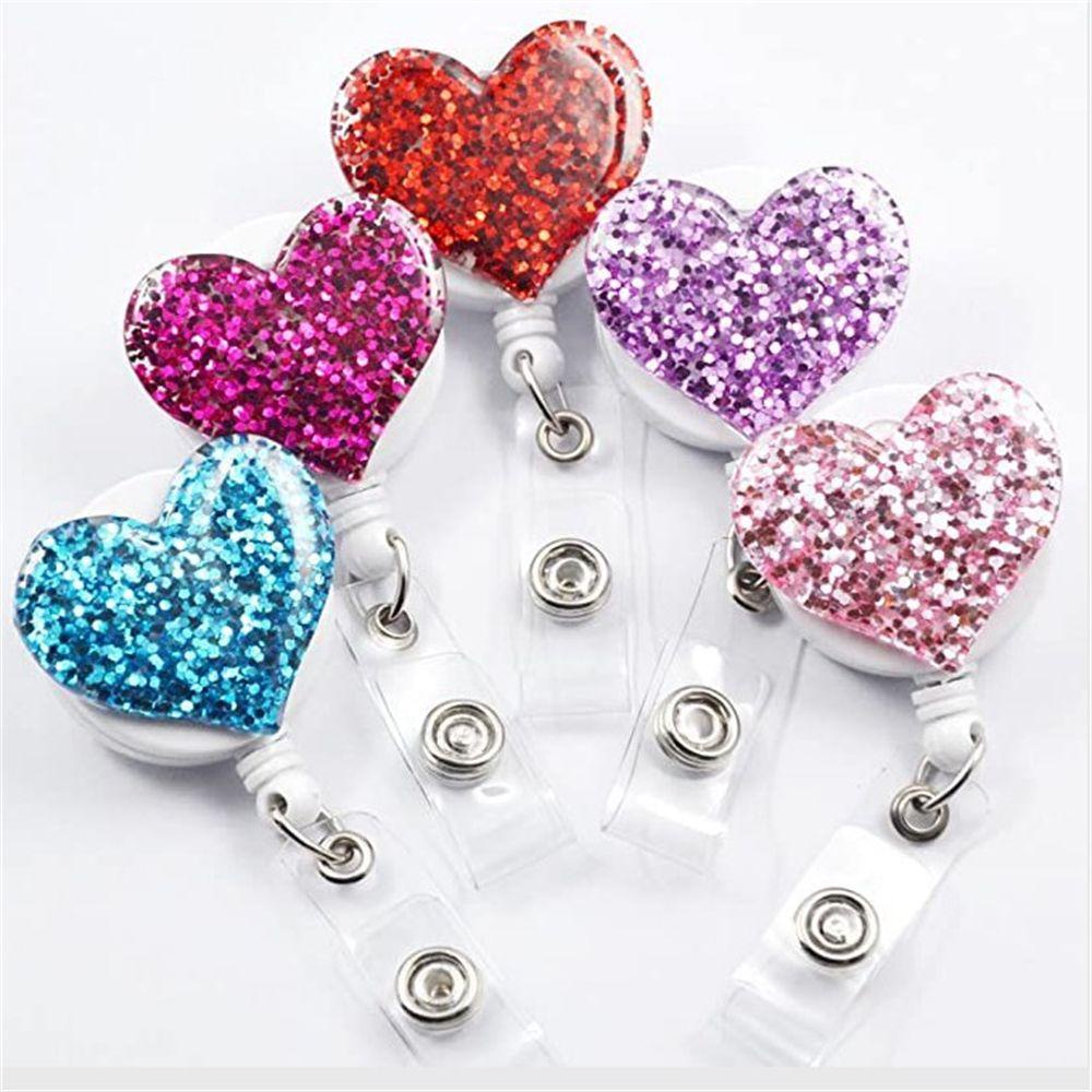 [Elegan] Heart Badge Holder Anti Hilang ID Card Kartu Kerja Kartu Nama Name Tag Holder