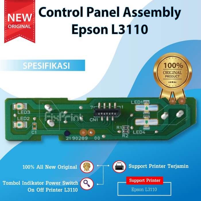 Control Panel Power Assembly Epson L3110 Tombol Indikator Switch On Off Printer L3110 Original