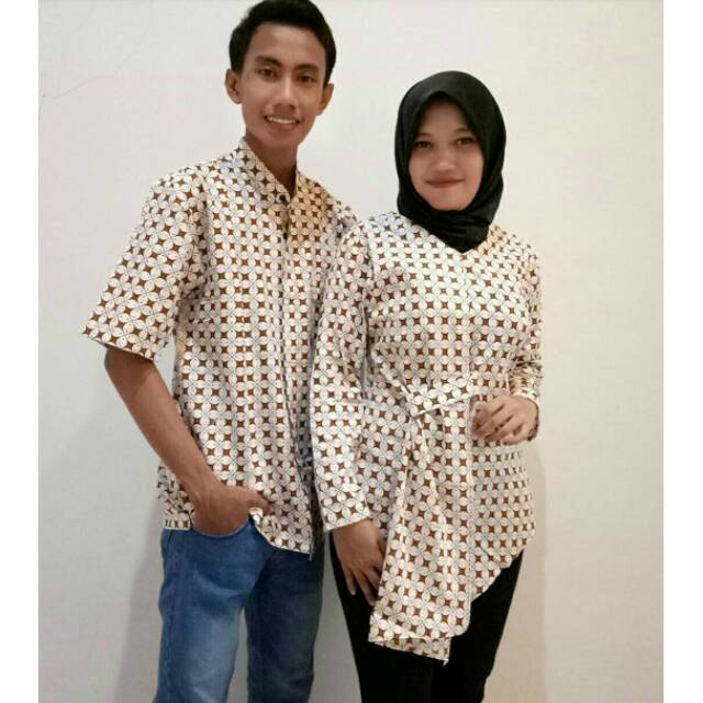 TERMURAH batik couple baju couple sarimbit sogan putih jambi sumatera sumatra