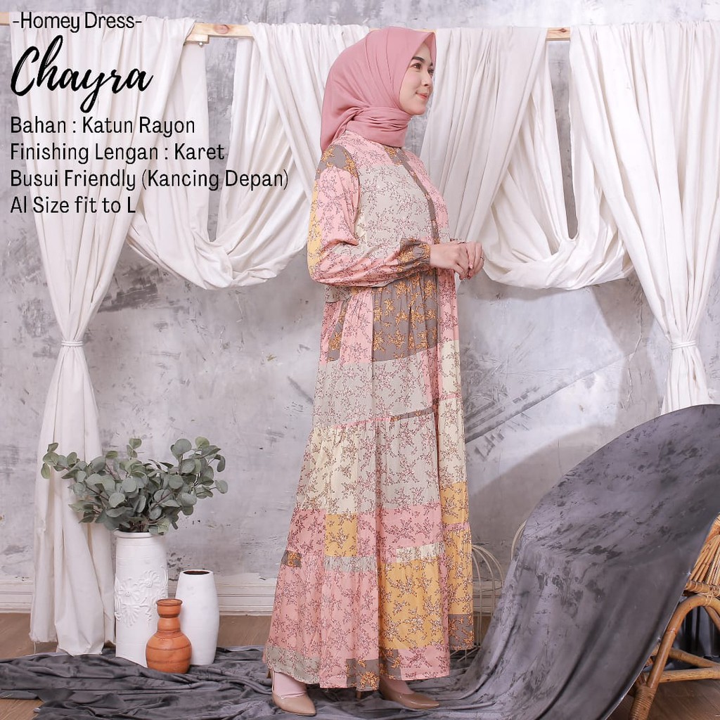 Termurah - Homey Dress Chayra Gamis Dewasa Motif Bahan Katun Rayon Premium Nyaman Dipakai | Bisa Cod