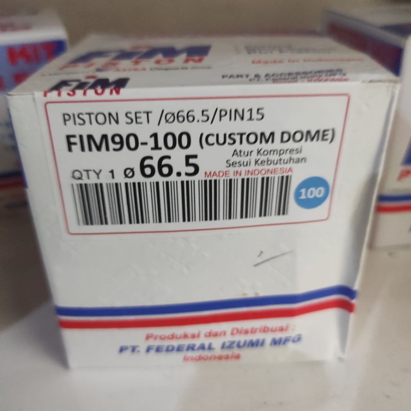 Piston Kit FIM FIM90 Custome Dome Mentahan 65.5 66 66.5 67 67.5 68 Pin 15 GL Megapro Tiger CBR Mio-66.5