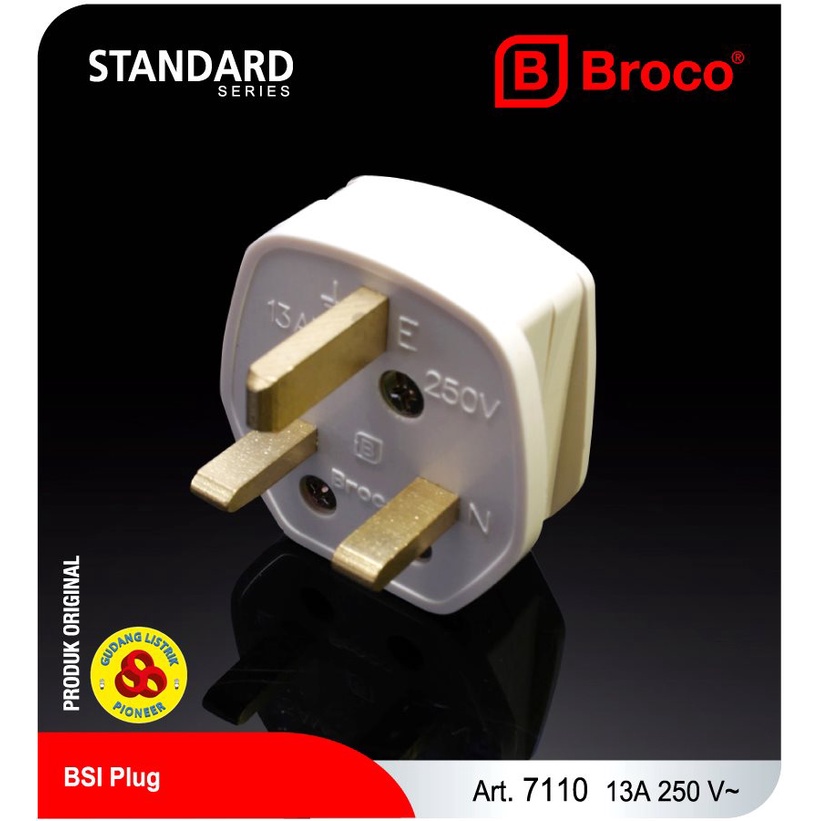 Broco Steker AC 7110 Cream Plug 3Pin 13Amp New Gee