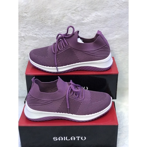 Sepatu slip on rajut import SAILATU UNGU sz 36-40