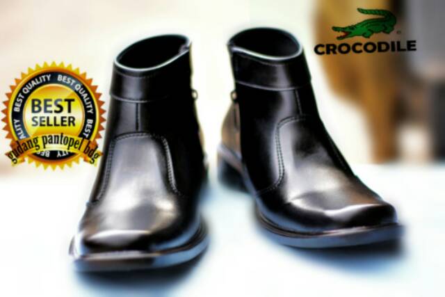 BEST SELLER / TERLARIS / SEPATU PRIA / PANTOPEL / TERMURAH / SEMI BOOTS CROCODILE SLETING HTM
