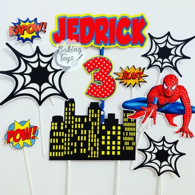 Topper Cake Birthday Spiderman Custom