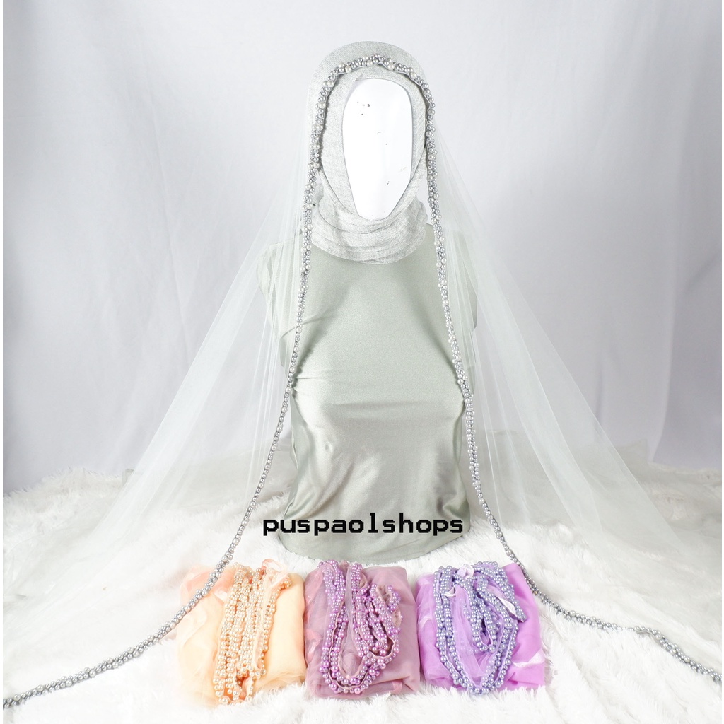 VEIL MUTIARA NONMOTIFPREMIUM TILE SILK VEIL PENGANTIN SLAYER