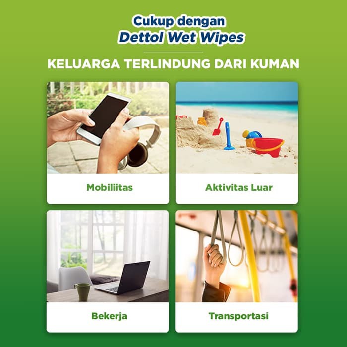 Dettol Wipes Original - isi 10 lembar - Tisu Basah Anti Kuman