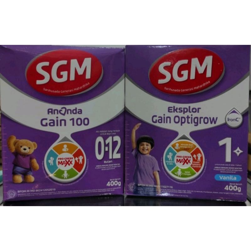 SGM Gain Optigrow 400gr 1+ Bandung SGM Ananda Gain 100 0-12