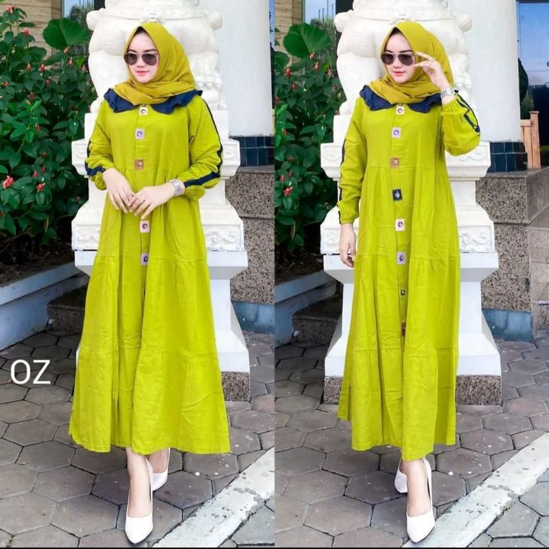 MARISSA MIDI DRES LINEN PREMIUM BUSUI FULL KANCING KEKINIAN TRENDY