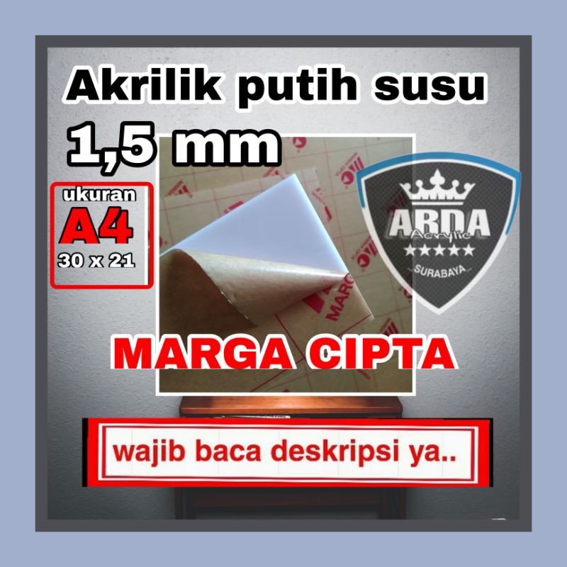 Akrilik putih susu A4 1,5 mm Akrilik marga cipta