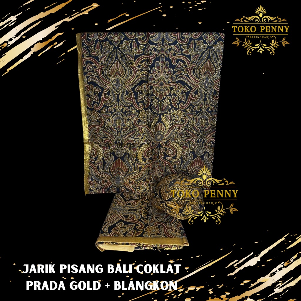 Jarik Pengantin Motif Pisang Bali Coklat Prada Gold