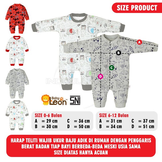 BABY LEON SNI Baju Tidur Sleepsuit Jumsuit Jumper baju kaos tidur Piyama Celana Kaos Anak Bayi BC-071 laki laki perempuan paket perlengkapan bedong selimut bayi baru lahir