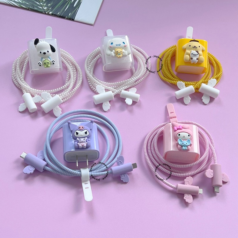 Set Pelindung Kabel Charger Desain Kartun Lucu Untuk ip 20W