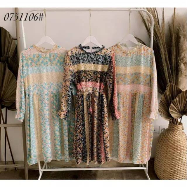 Zara tunik bangkok bkk import starla list gold silky tunik rainbow