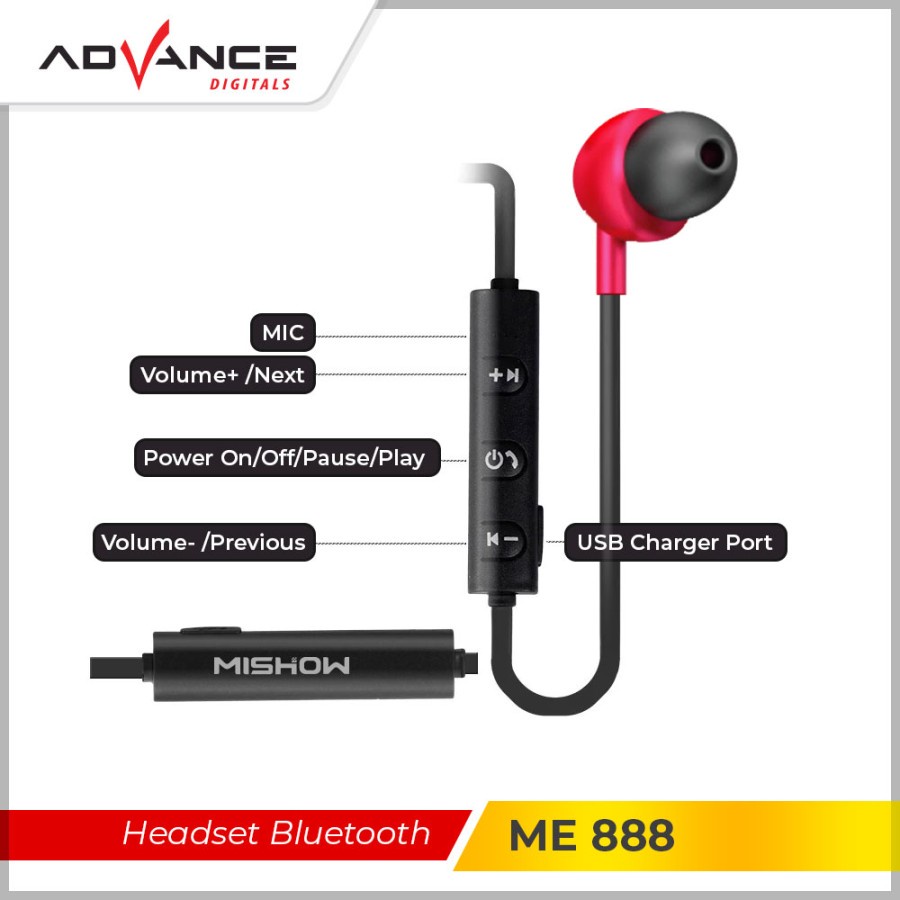 Advance ME888 - Wireless Earphone with Extreme Bass and Magnet