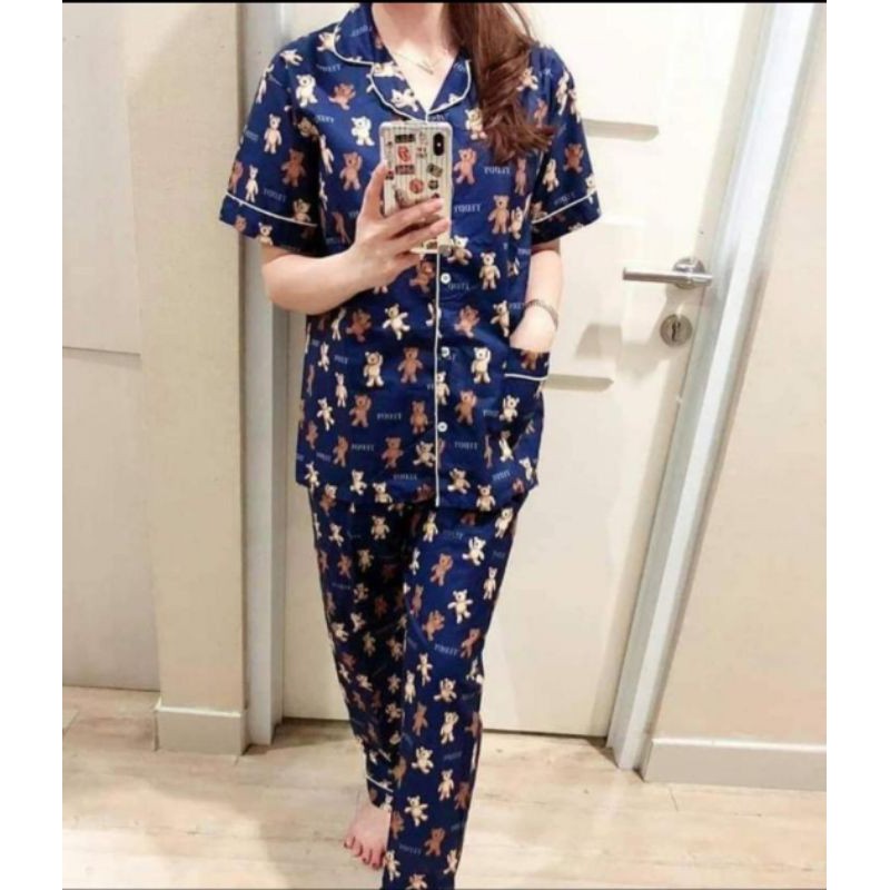 PROMO PIYAMA DEWASA TERLARIS#PIYAMA CP DEWASA TERLARIS#PIYAMA CP TERMURAH-CP Tedy navy