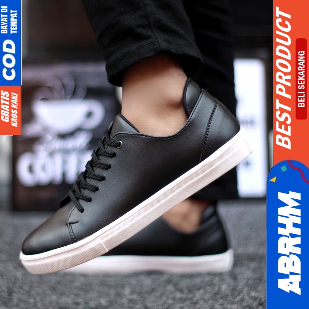 Abrhm Troy - Sepatu Sneakers Casual Pria Kerja Hitam