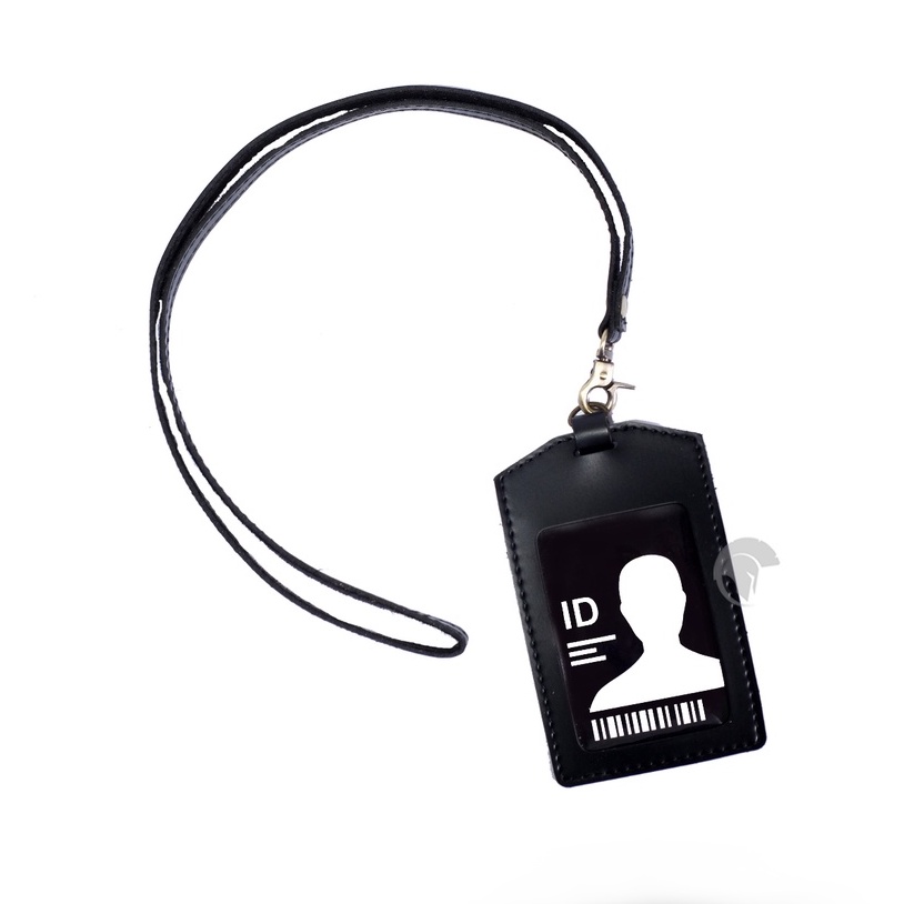 

Name Tag ID Card Holder Patuk Hitam Kalung ID Badge Leather Clip Gantungan Magnet Identitas