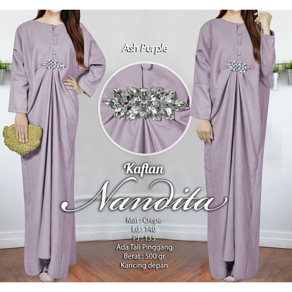 Nandita Kaftan Busui Jumbo New Color Aksesoris Rangkai Diamond