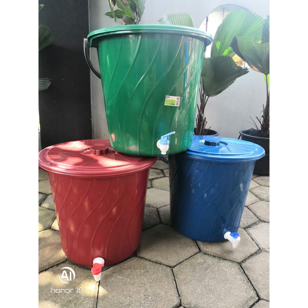 Ember Kran Ember Plastik Cuci Tangan Ember Wudhu 30 liter Plus Botol Pump Merek Sunlife