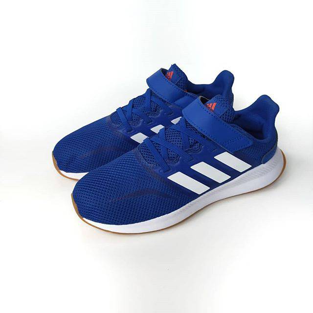 ADIDAS RUNFALCON VELCRO BLUE WHITE GUMSOLE SNEAKER ANAK TODDLER KID ORIGINAL