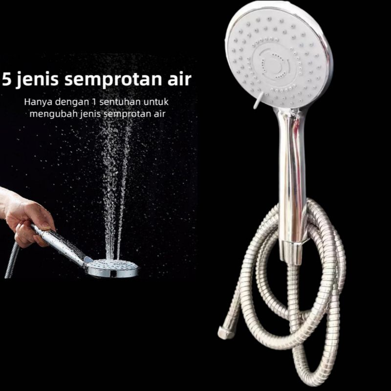 Paket Hemat Hand shower + Braket Shower system + Selang 150cm