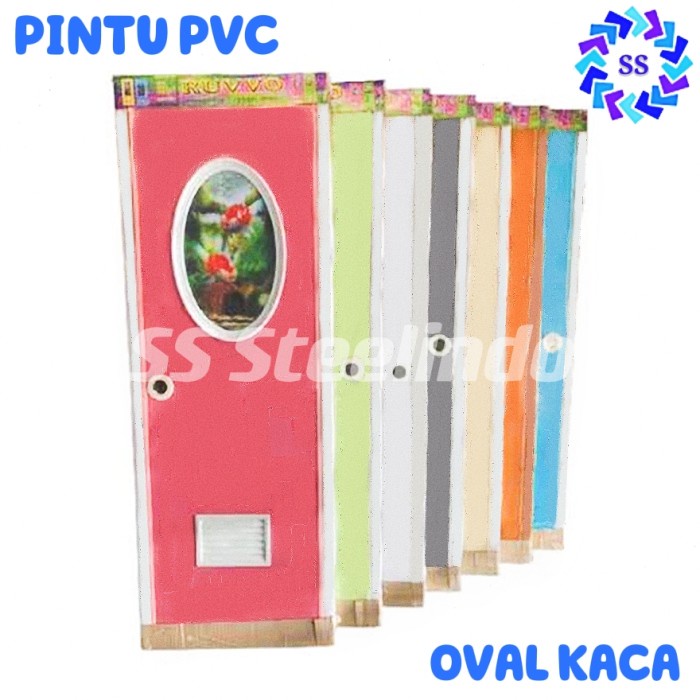 PINTU KAMAR MANDI PVC OVAL KACA (PUTIH KUNING BIRU HIJAU PINK COKLAT)