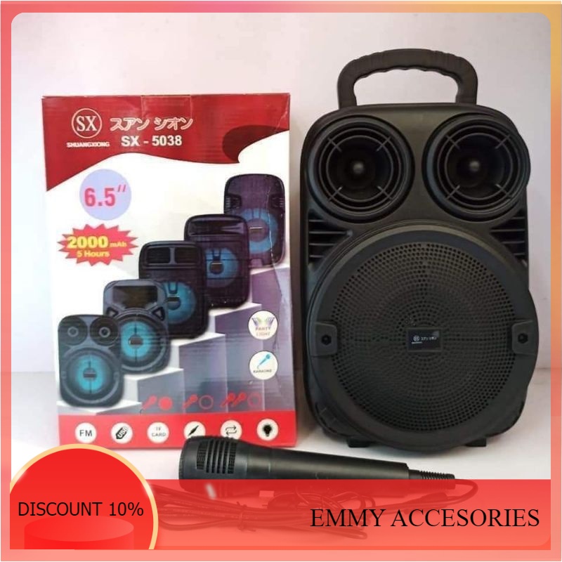 Musik box Speaker bloetoth SX-5038 (6inc) Free mic