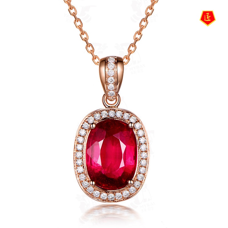 [Ready Stock]Pigeon Blood Red Gem Pendant for Women High-End Temperament Fashion